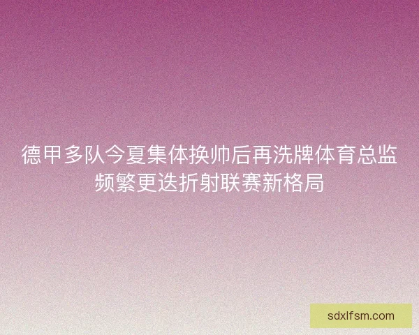 德甲多队今夏集体换帅后再洗牌体育总监频繁更迭折射联赛新格局